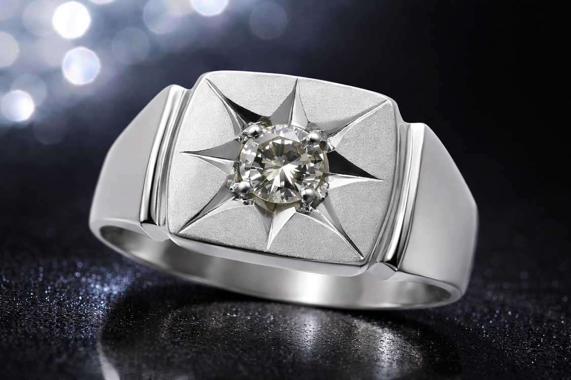 【糸島市 宝石買取】メンズリング ダイヤモンド入り印台 【さかえ質店】